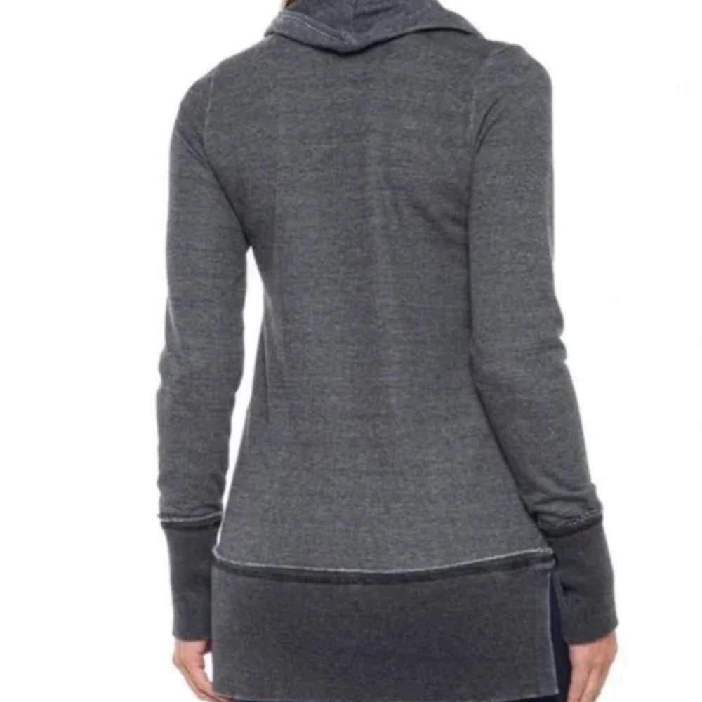 Lucky Brand women's xl grey cowl neck lightweight sweatshirt w/side slit - Picture 2 of 7
